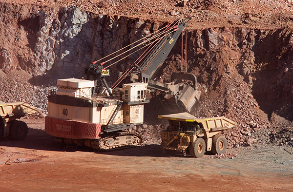 Electric Shovel, P&H 4100XPB, and Mine Haul Truck, Cat 793D, Morenci, Arizona