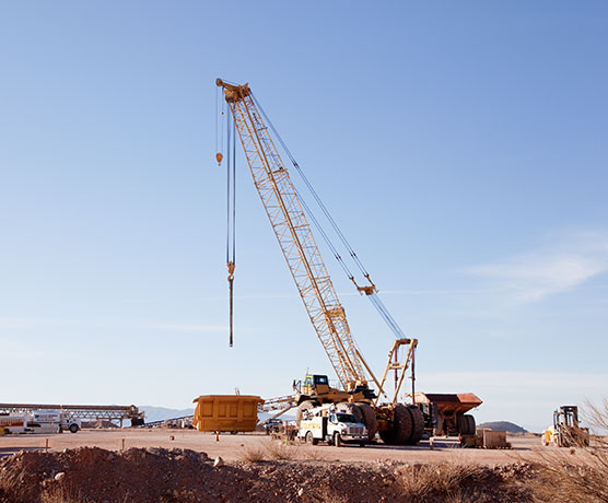 Crane Working on Trucks, Morenci, Arizona