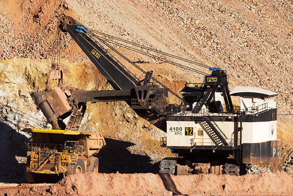 P&H 4100 XPC Shovel loading Caterpillar 793C Truck, Freeport-McMoran Copper & Gold, Morenci, Arizona