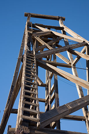 Old wooden mine headframe