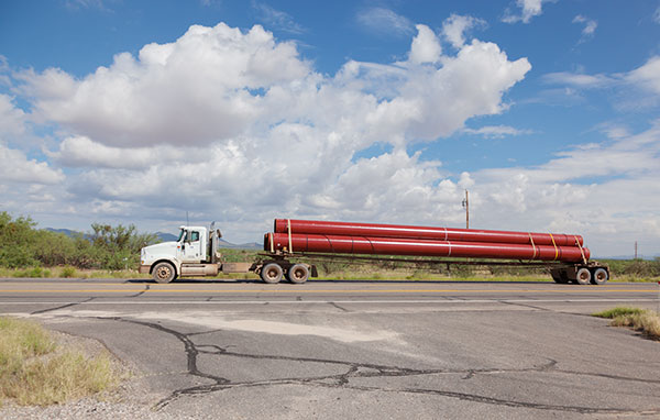 Truck loaded with 3 ft pipe for natural gas pipeline  Arizona