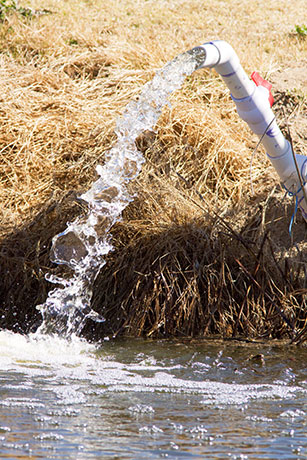 Water discharging from Pipe