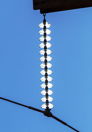 Backlit Glass Insulator on high voltage power line