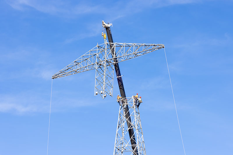 Crew Building Tower on SunZia Transmission Line, Arizona