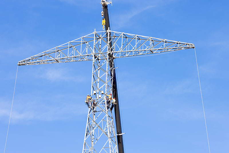Crew Building Tower on SunZia Transmission Line, Arizona
