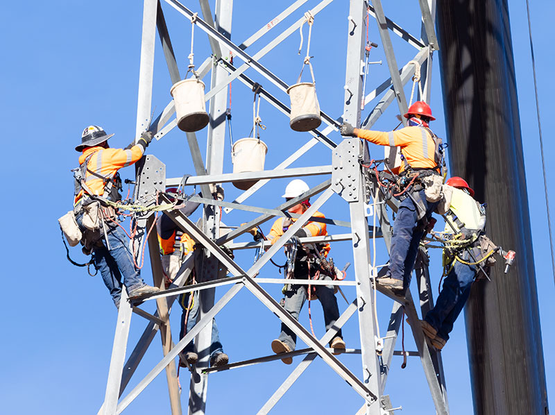 Crew Building Tower on SunZia Transmission Line, Arizona