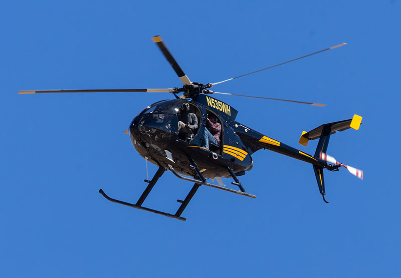 Helicopter in flight near Willcox, Arizona