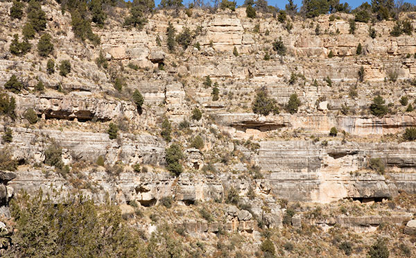 Cliff Dwelling Ruins under Rim, Walnut Canyon National Monument, Arizona
