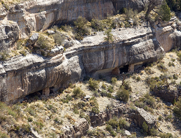 Cliff Dwelling Ruins under Rim, Walnut Canyon National Monument, Arizona