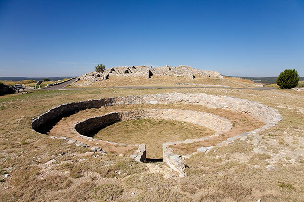 Kiva and Pueblo, Gran Quivira (Las Humanas), Salinas Pueblo Missions National Monument, New Mexico