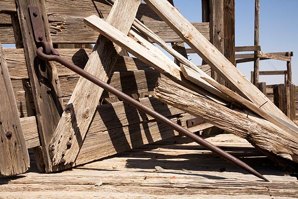 Heavy steel pin used to keep cattle loadout gates in position