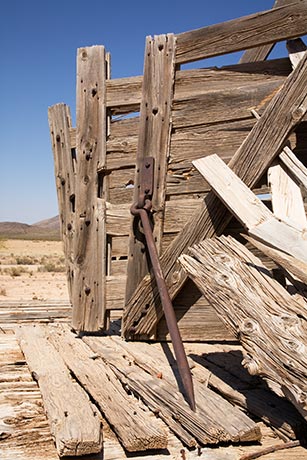 Heavy steel pin used to keep cattle loadout gates in position