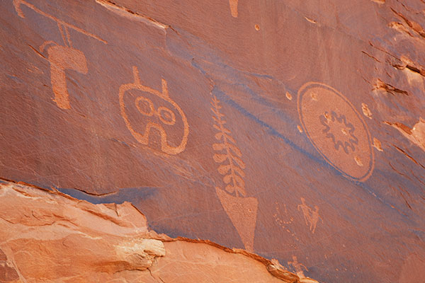 Petroglyphs, Wolfman Panel Area, Lower Butler Wash, Southeastern Utah