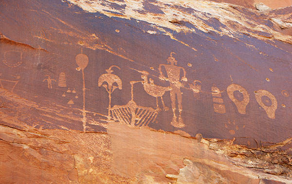 Petroglyphs, Wolfman Panel Area, Lower Butler Wash, Southeastern Utah